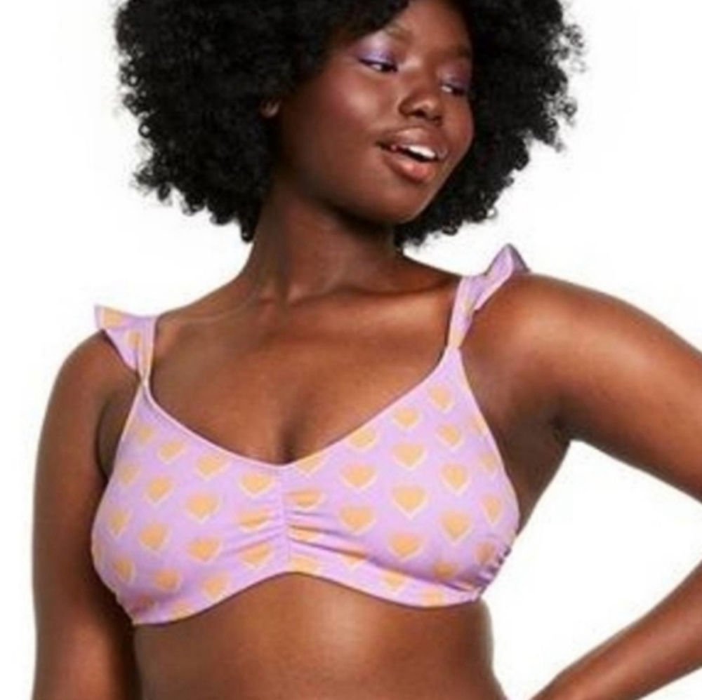 Stoney Clover Lane x Target Flutter Strap Heart Print Bralette Bikini Top 1X